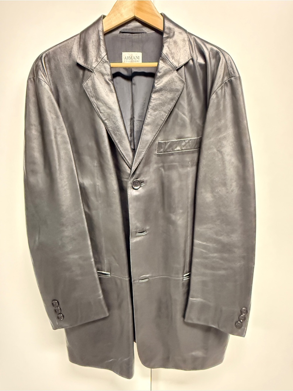 Armani Collezioni Men's Black Leather Sport Coat